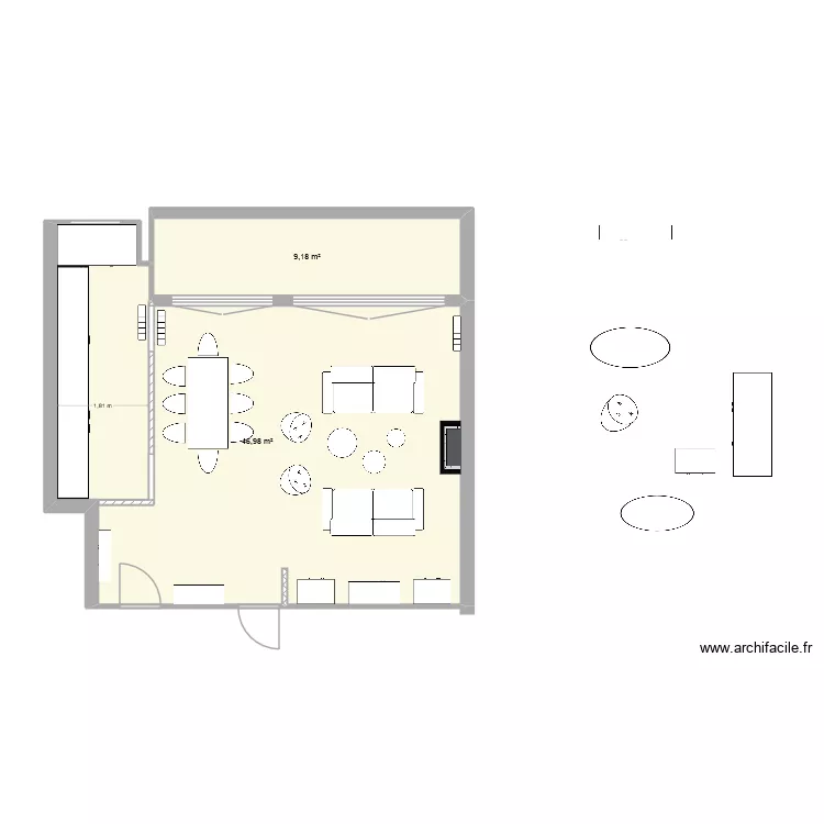 lavoisier 5. Plan de 2 pièces et 56 m²