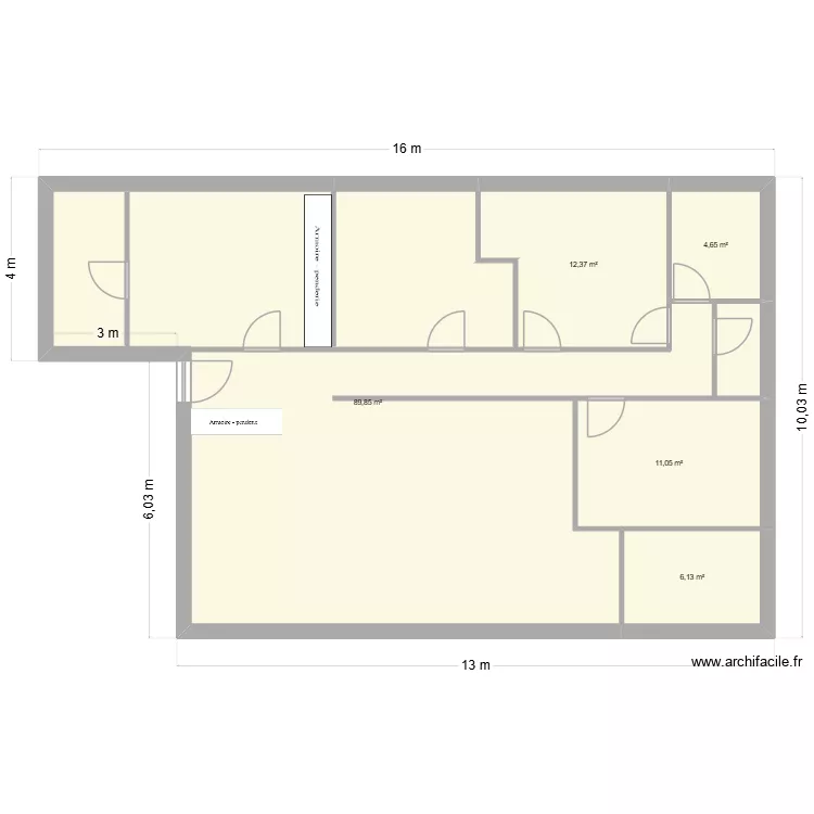 ami vero. Plan de 5  et 124 m²