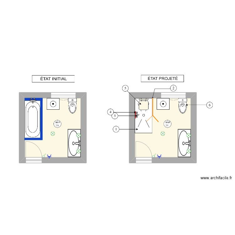 DEBEIRE. Plan de 2 pièces et 14 m2