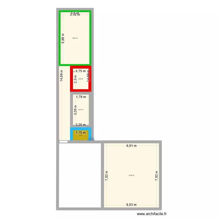 agrandissement. Plan de 6 pièces et 119 m²