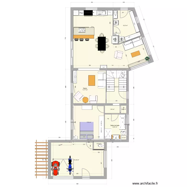 Troisgots plan cuisine redimensionner. Plan de 31 pièces et 225 m²