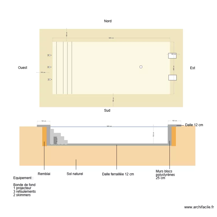 Piscine Chargé. Plan de Piscine Chargé. Plan de