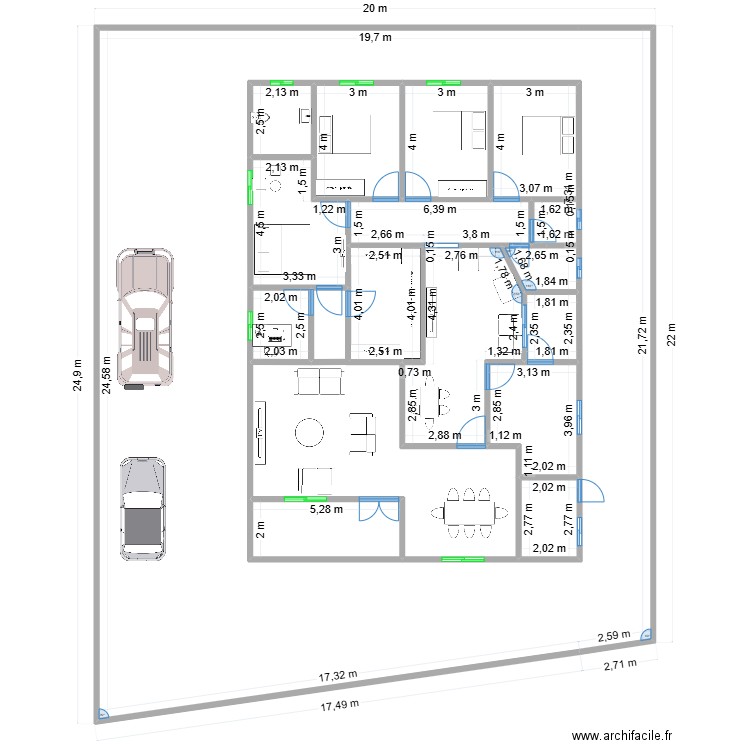 maison p1. Plan de 13 pièces et 594 m2