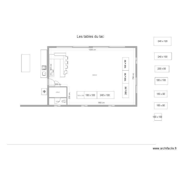 SALLE LAC DE MAROT  base. Plan de 3 pièces et 95 m2