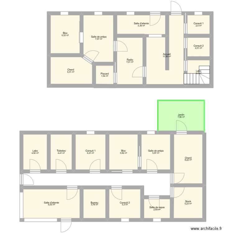 Gréoux et Vinon. Plan de 22 pièces et 125 m2