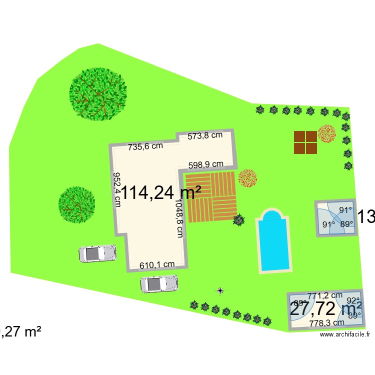 plan garage fond du jardin. Plan de 3 pièces et 156 m2