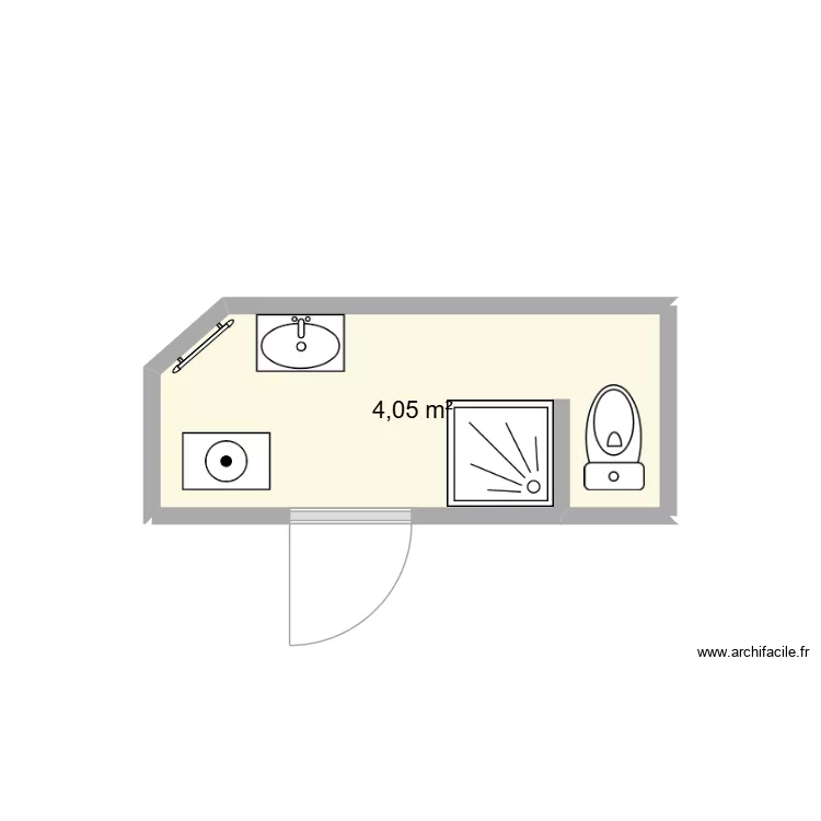 Salle de bain Gien T2G projet. Plan de 1  et 4 m²