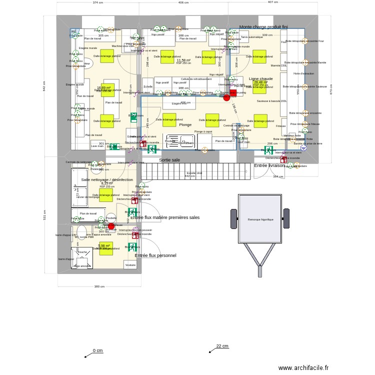 Laboratoire traiteur paysans éléctricité. Plan de 6 pièces et 130 m2