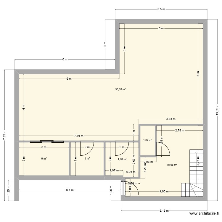construction. Plan de 14 pièces et 178 m2