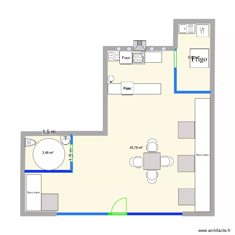 Grasset V2. Plan de 3  et 52 m²