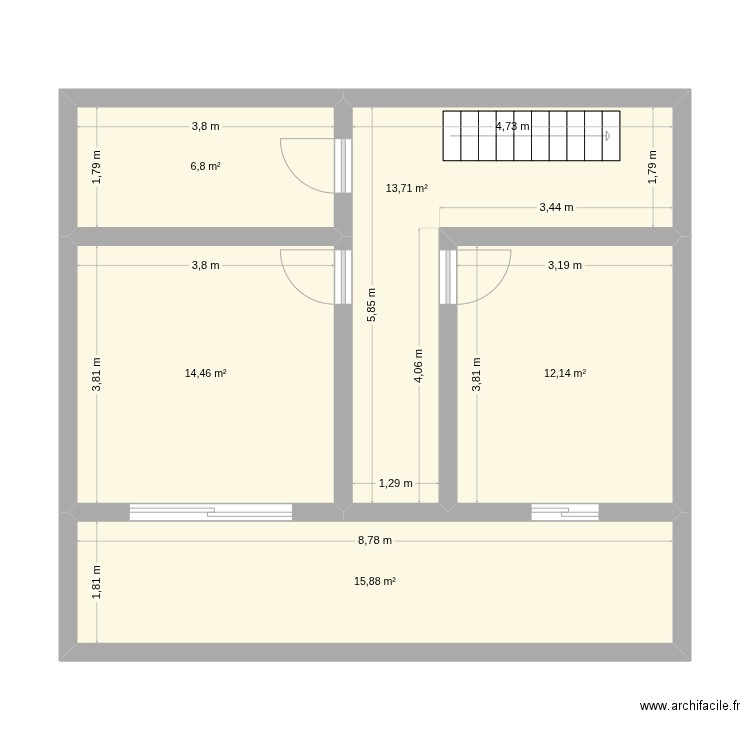 mada. Plan de 5 pièces et 63 m2