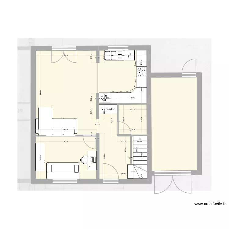 Couthon rdc. Plan de 10  et 100 m²