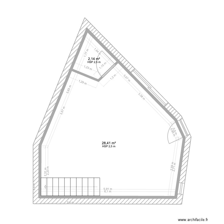 RDC petite loc côté. Plan de 3 pièces et 64 m2