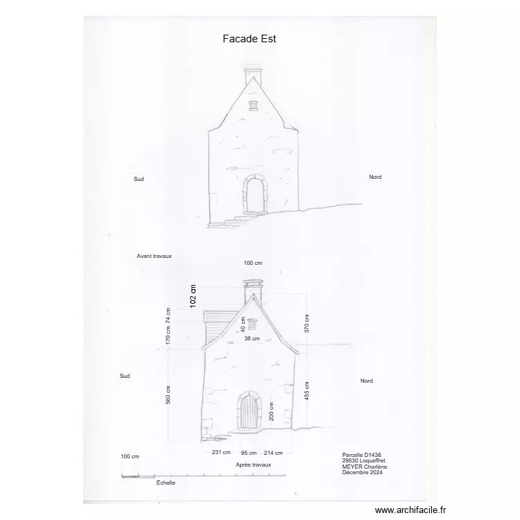 Fa&ccedil;ade Est D1446. Plan de 
