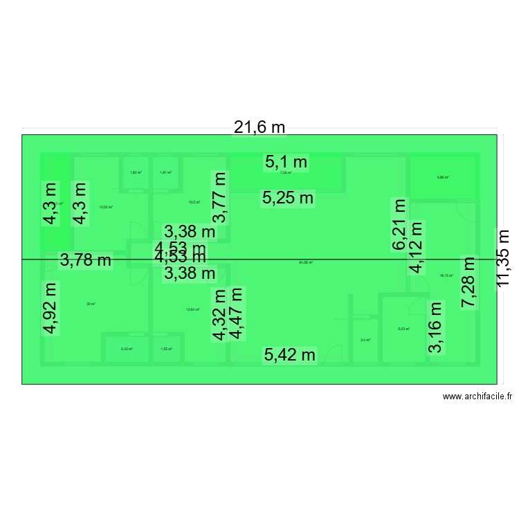 KBLMS v1.1 wCvpointi. Plan de 15 pièces et 173 m2