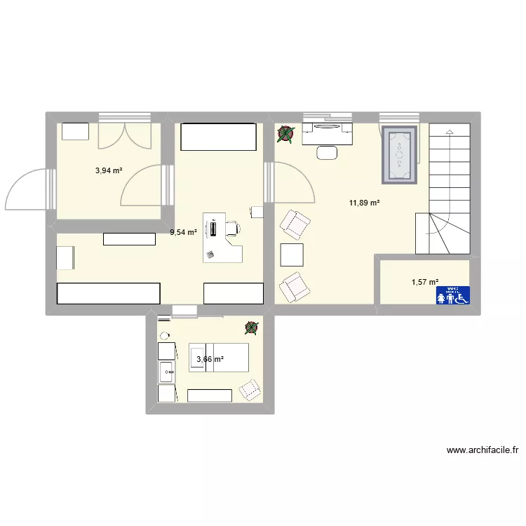 PLAN DE L\'INTITUT DU BAS ELENA. Plan de 5  et 31 m²