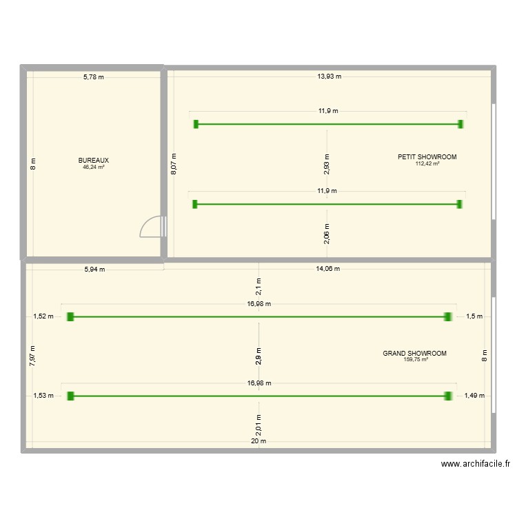 SHOWROOM DFM. Plan de 3 pièces et 318 m2