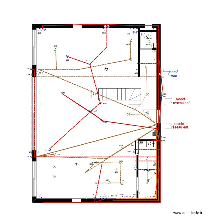 R+1 Electricité 2025_05_23_12h. Plan de 3 pièces et 96 m2