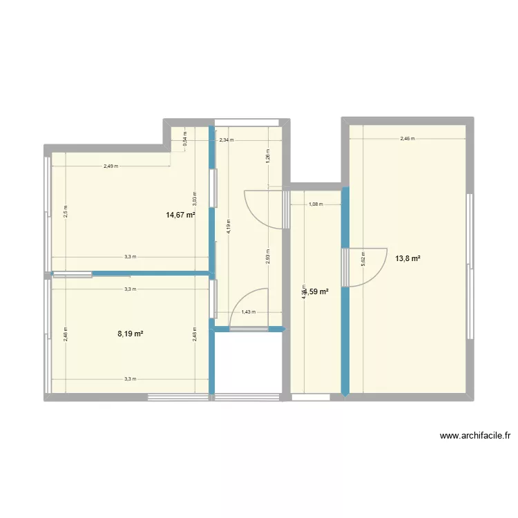 Travaux V1. Plan de 4  et 41 m²