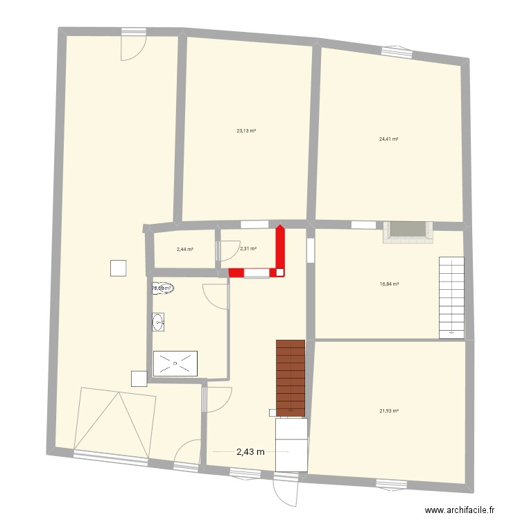 atti RDC SDB 2020 a l echel 2025 avril. Plan de 9 pièces et 580 m2
