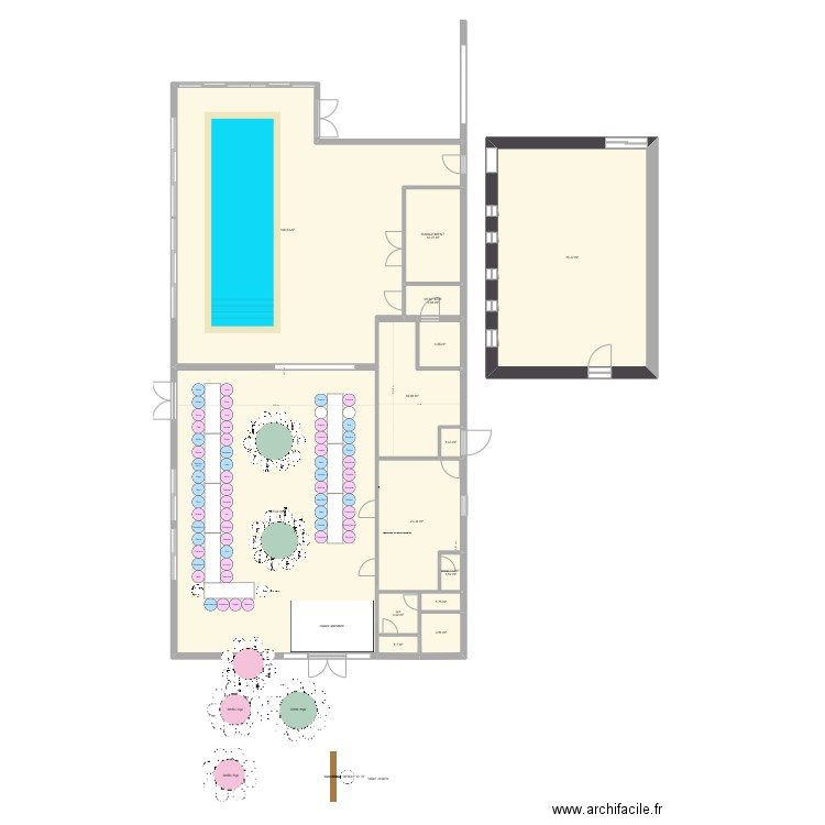 SALLE DOMAINE QUATRE PLUMES 1. Plan de 14 pièces et 423 m2