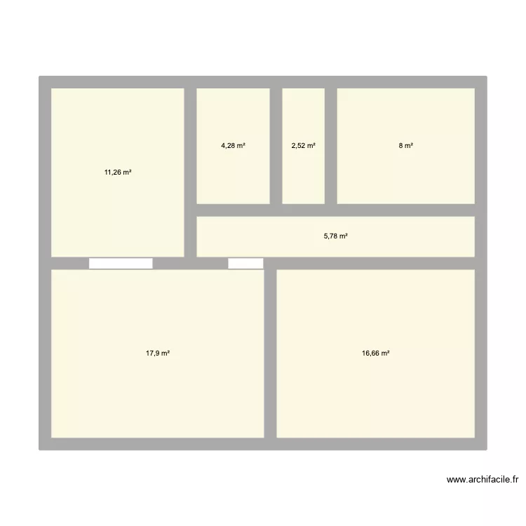 vaux. Plan de 7 pièces et 66 m²
