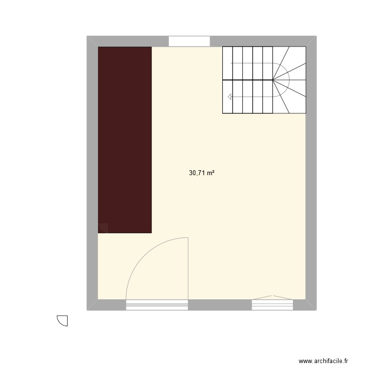 la cloche (bar). Plan de 1 pièce et 31 m2