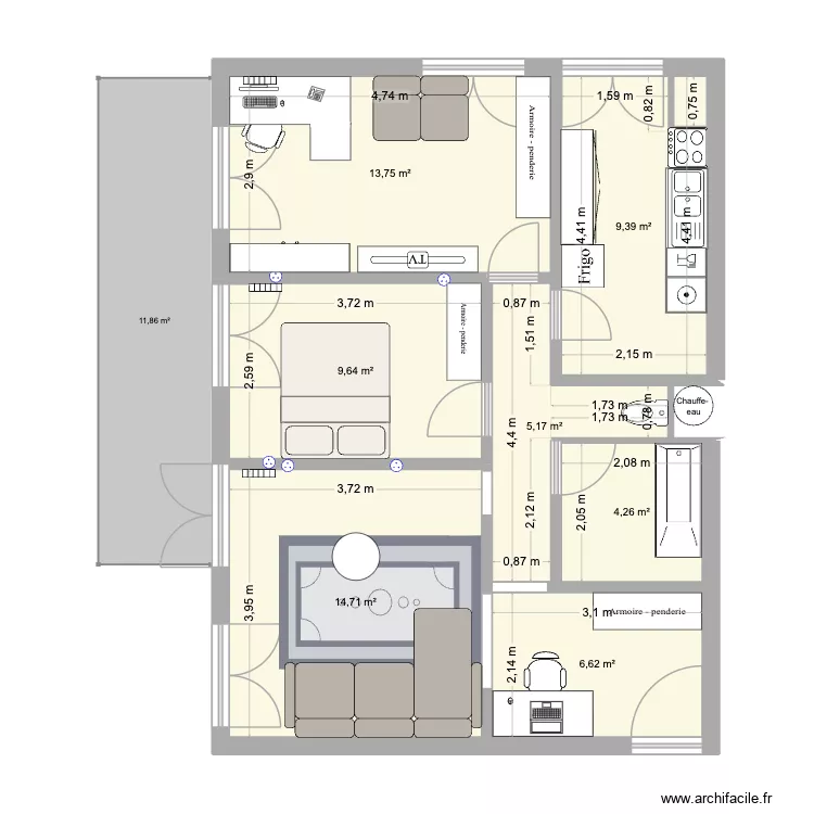 Payrou. Plan de 7 Pièces et 64 m² Payrou. Plan de 7 Pièces et 64 m²