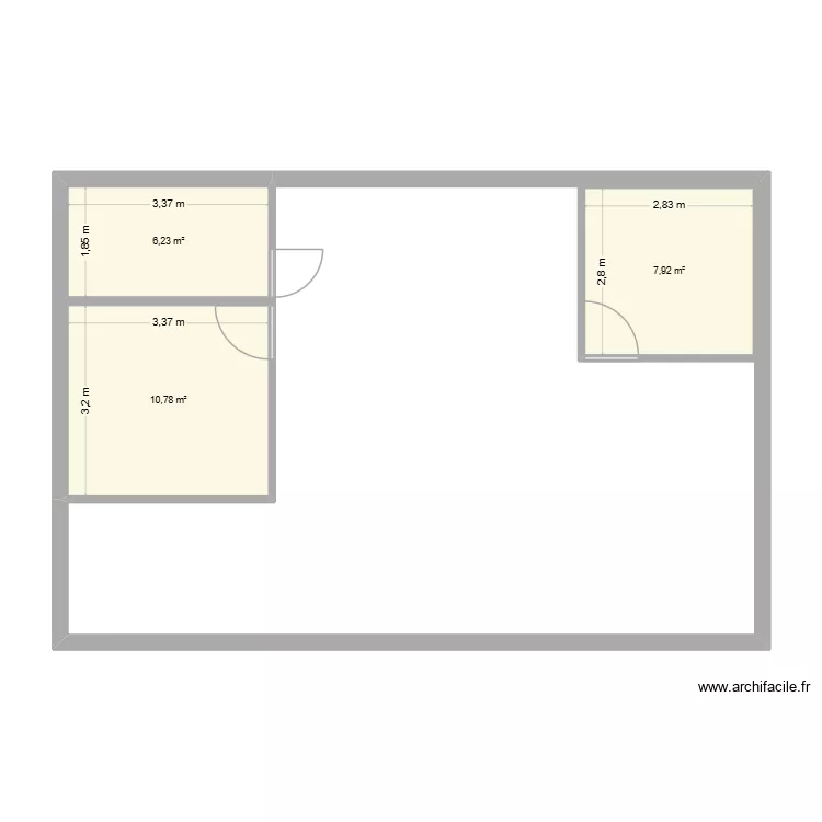Projet maison H 2. Plan de 3 Pièces et 25 m²