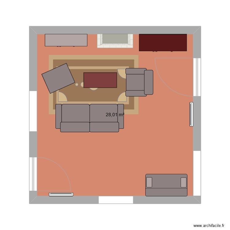 Salon 02. Plan de 1 pièce et 28 m2