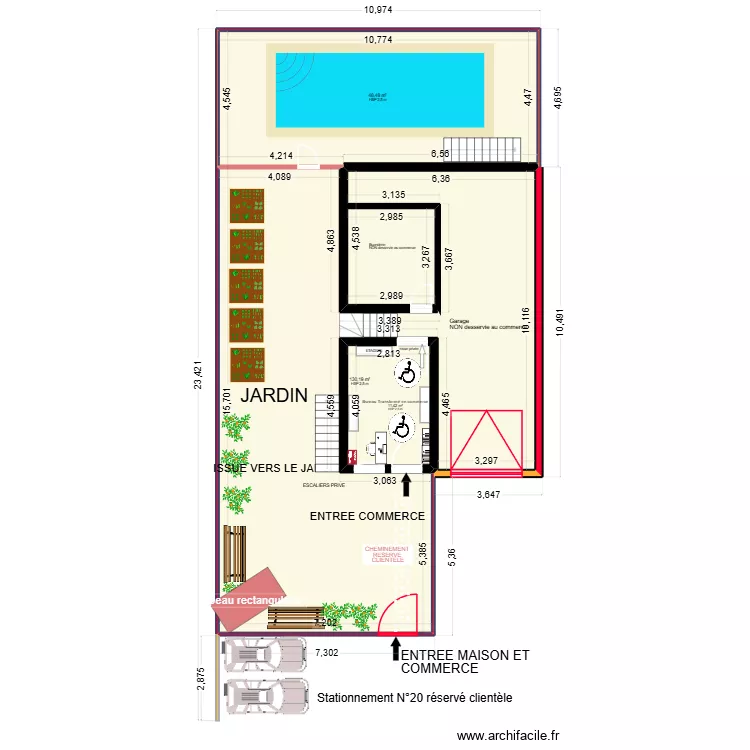 NOUVEAU PLAN COMMERCE 5. Plan de 3  et 190 m²