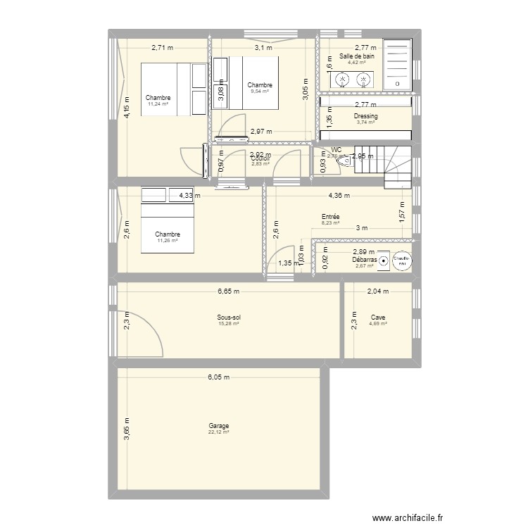 Ultime barante. Plan de 12 pièces et 99 m2