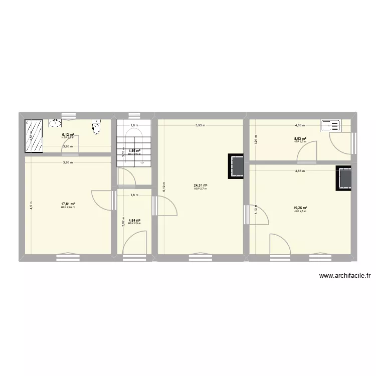 maison rivarenne. Plan de 7  et 86 m²