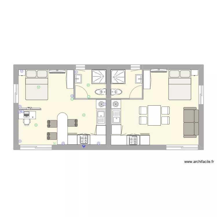 bungalow Lhora 2. Plan de 4 et 51 m² bungalow Lhora 2. Plan de 4 et 51 m²