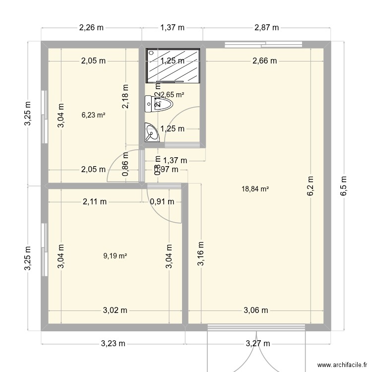 ameland-1. Plan de 4 pièces et 37 m2