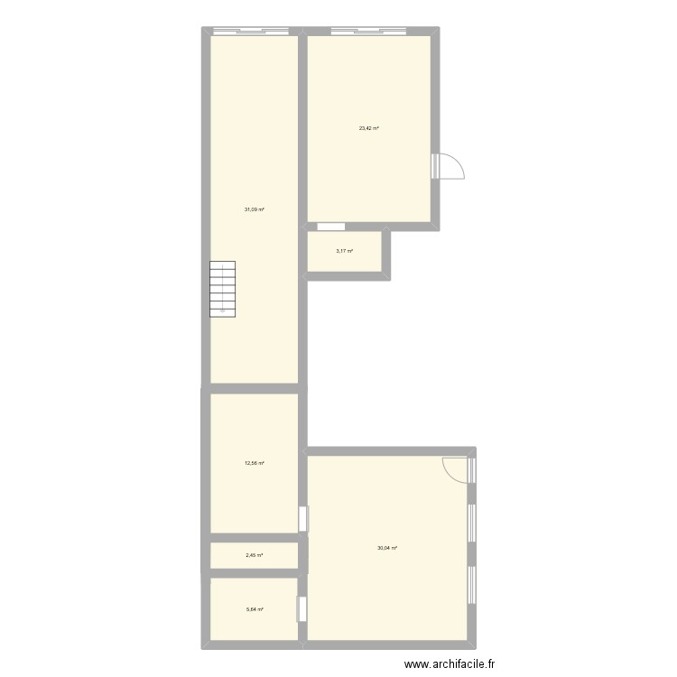 22 11 viollet le duc. Plan de 7 pièces et 108 m2