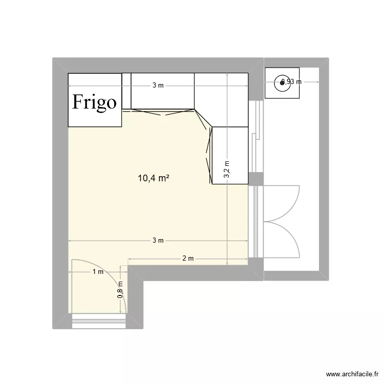 cuisine. Plan de 1 et 10 m² cuisine. Plan de 1 et 10 m²