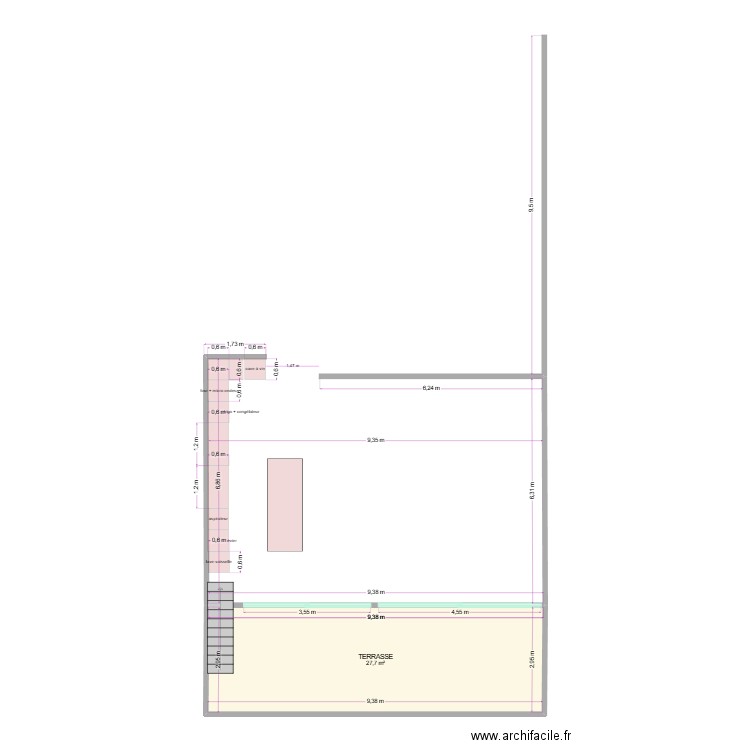 Atico 2025 - plan appartement. Plan de 1 pièce et 28 m2