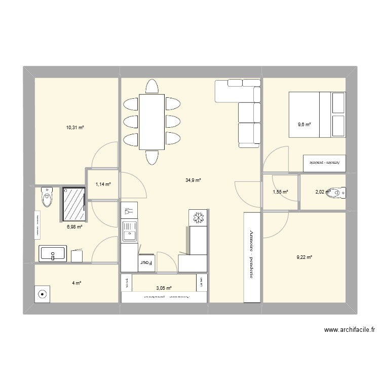 elise2. Plan de 10 pièces et 83 m2