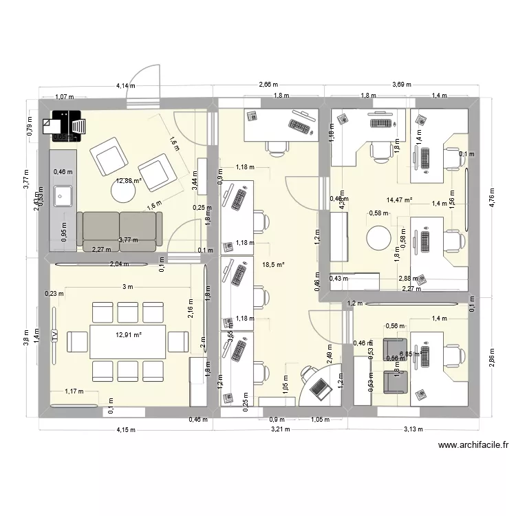 BUREAU BEAUNE. Plan de 5 et 66 m² BUREAU BEAUNE. Plan de 5 et 66 m²