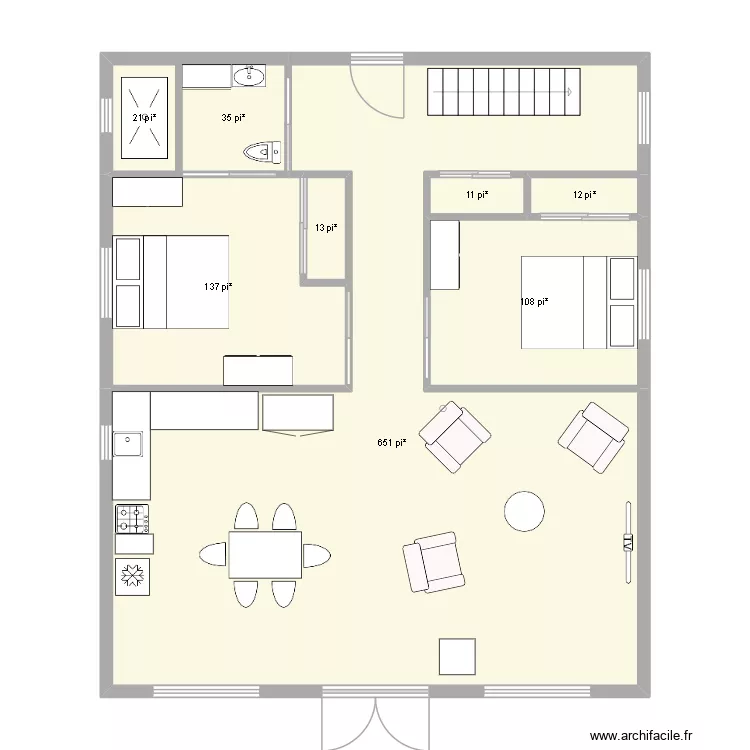 chalet2. Plan de 8  et 92 m²