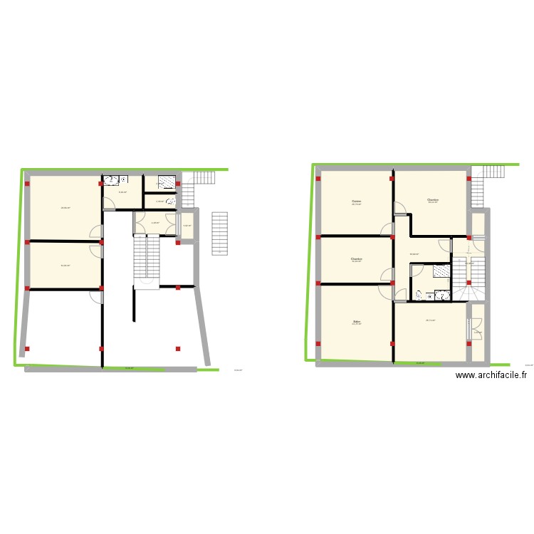 dar 2eme etage v2. Plan de 19 pièces et 183 m2