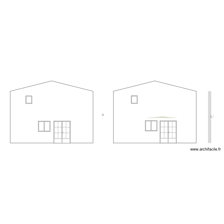 Avant /Apr&egrave;s installation store ban + D&eacute;bord fa&ccedil;ade. Plan de 