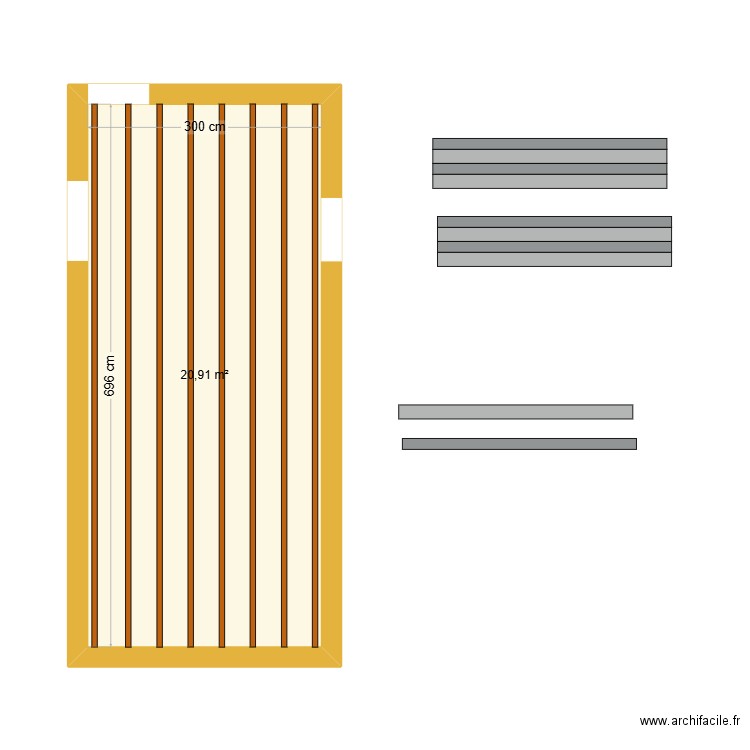 Terrasse I&Pascal. Plan de 1 pièce et 21 m2
