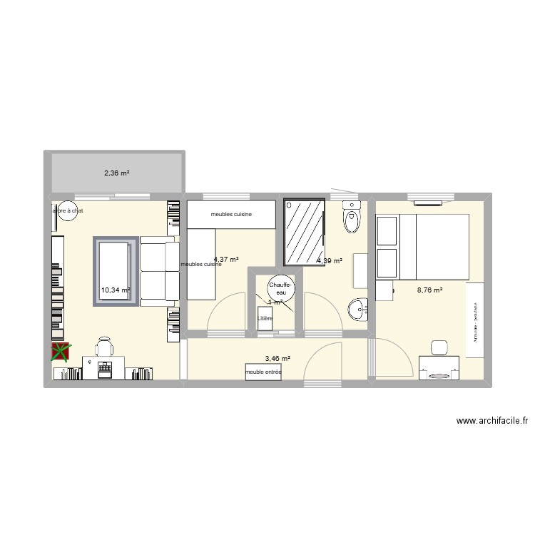Nouvel appart. Plan de 7 pièces et 35 m2