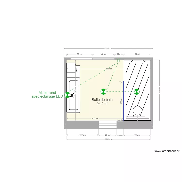Salle de bain N&deg;2. Plan de 