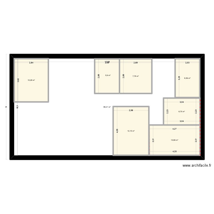 MAISON 3. Plan de 8 pièces et 192 m2