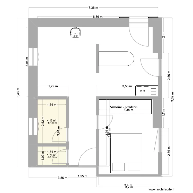 Perrieres rdc. Plan de 2 et 6 m² Perrieres rdc. Plan de 2 et 6 m²
