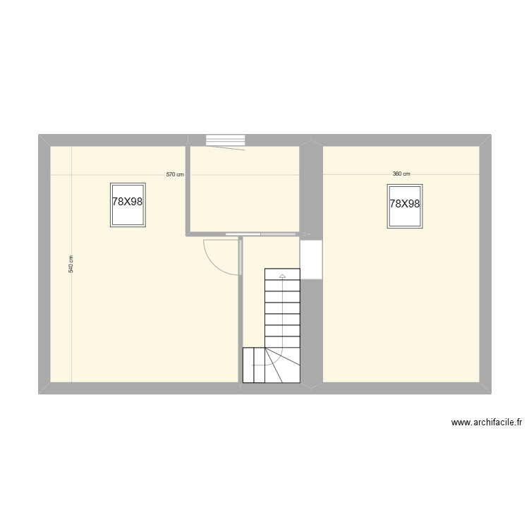 SOW ETAGE. Plan de 4 pièces et 50 m2