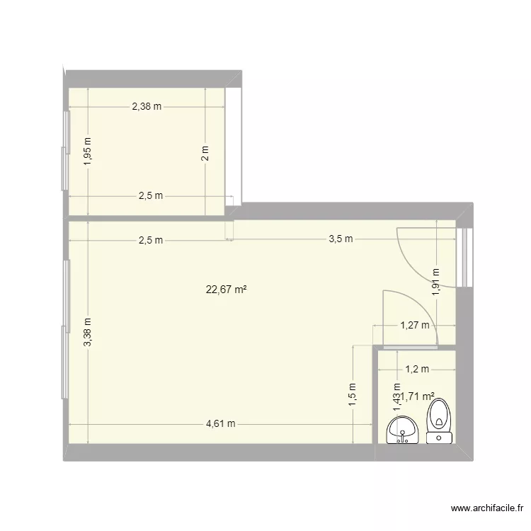 h&ocirc;pital. Plan de 2  et 24 m²